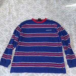Santa Cruz Vibrant Blue and Red Striped Tee Size Medium